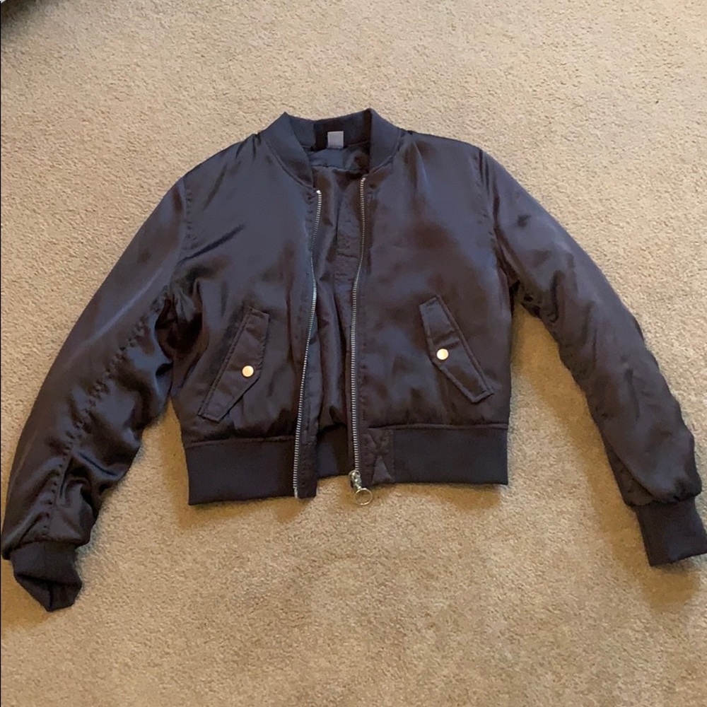 H & M Charcoal Gray Bomber Jacket